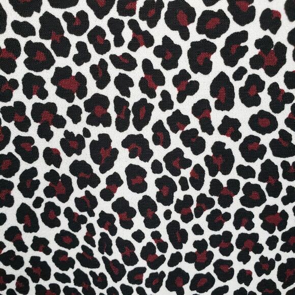 NWT MICHAEL KORS Arm Slit Animal Print Top Blouse Women L V-Neck Ruby Black - Picture 4 of 14